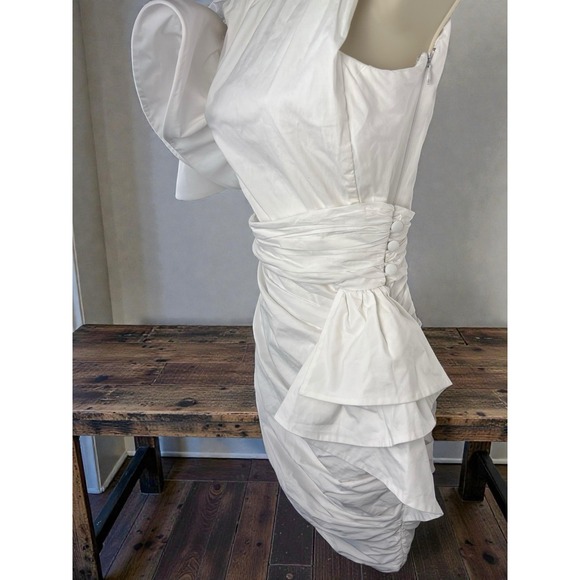 Redemption Dress ONE SHOULDER MINI DRESS IN POPELINE White Size Small Designer - Picture 9 of 12